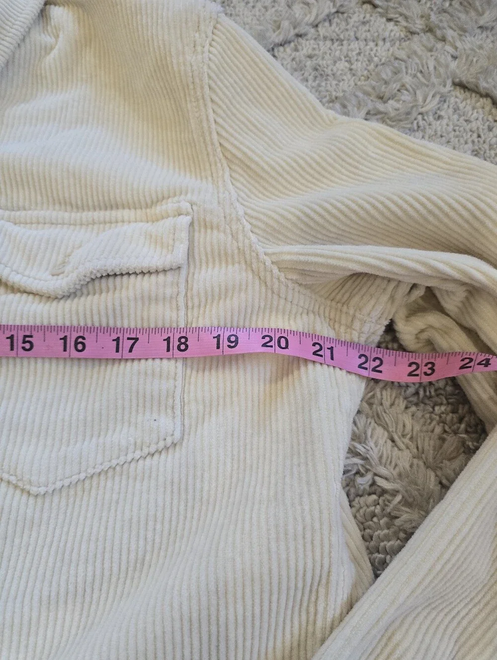 Mugsy Heavy Utility Corduroy Shirt Men Large Button Down Cream Long Sleeve Soft